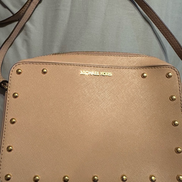 Michael Kors Brown Crossbody Bag with Gold Studs - Picture 1 of 10